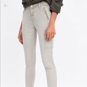 Zara Premium Skinny Cargo Jeans in Marbled Grey